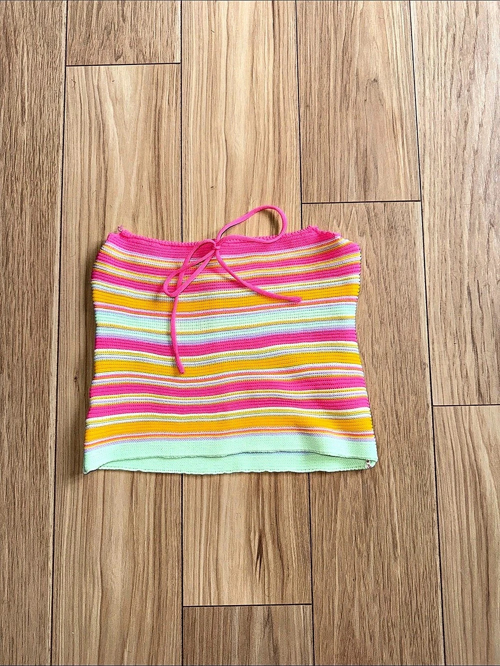 Striped Crop Top in Pink & Green Like New